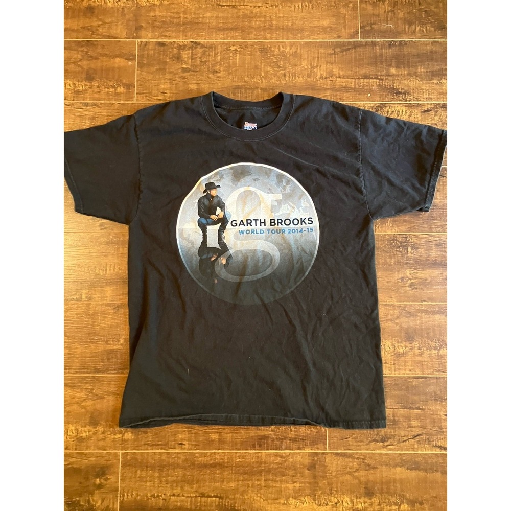Vintage Garth Brooks World Tour 2014-15 Concert T-Shirt Blk Large Hanes Beefy-T